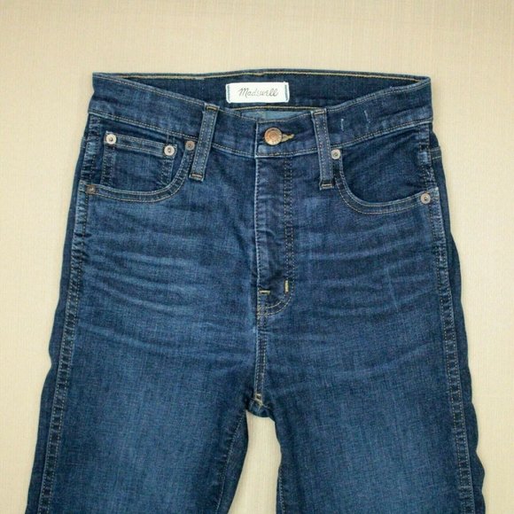 Madewell 10 Inch High Rise Skinny Jeans Women's Size 25 Raw Hem Dark Wash Denim - Picture 3 of 10